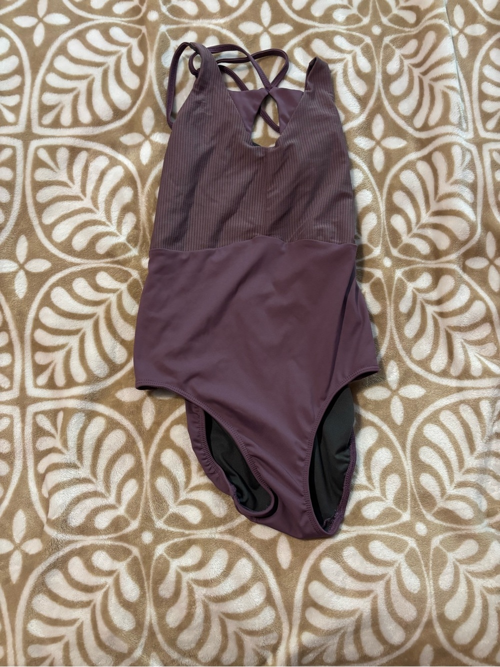 Plum One-Piece dance Leotard  with Strappy Back five the label